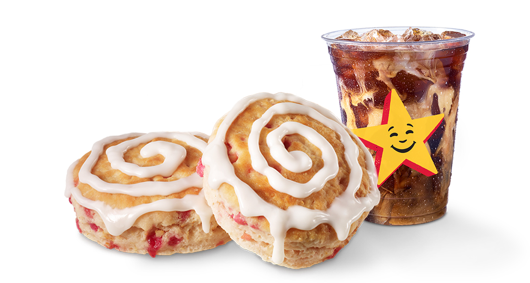 strawberry & lemon biscuits and iced coffee