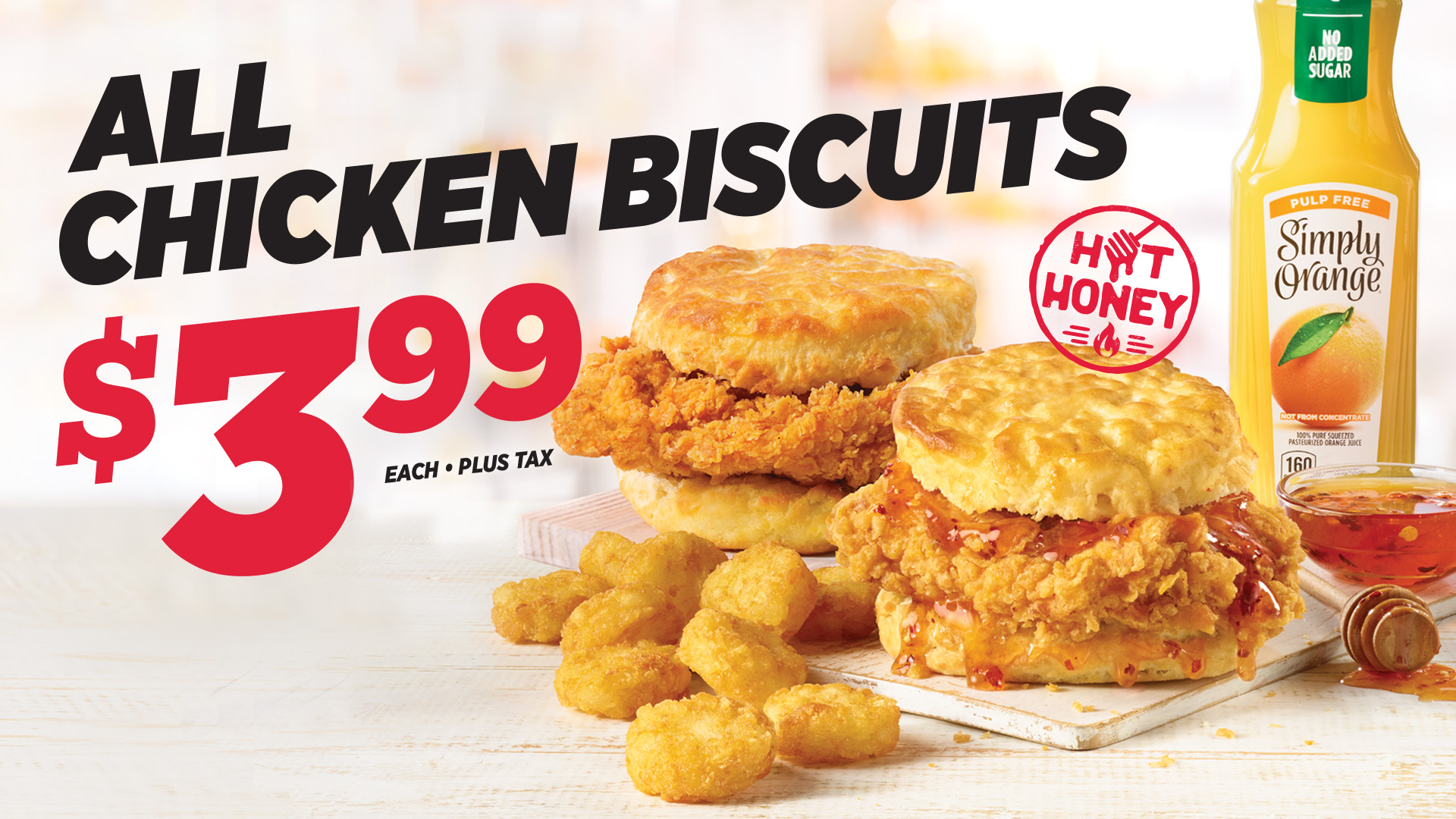 Image of the $3.99 Chicken Biscuit offer from Hardee's
