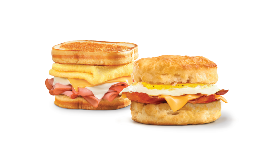Frisco Breakfast Sandwich and Bacon, Egg, and Cheese Biscuit at Hardee's